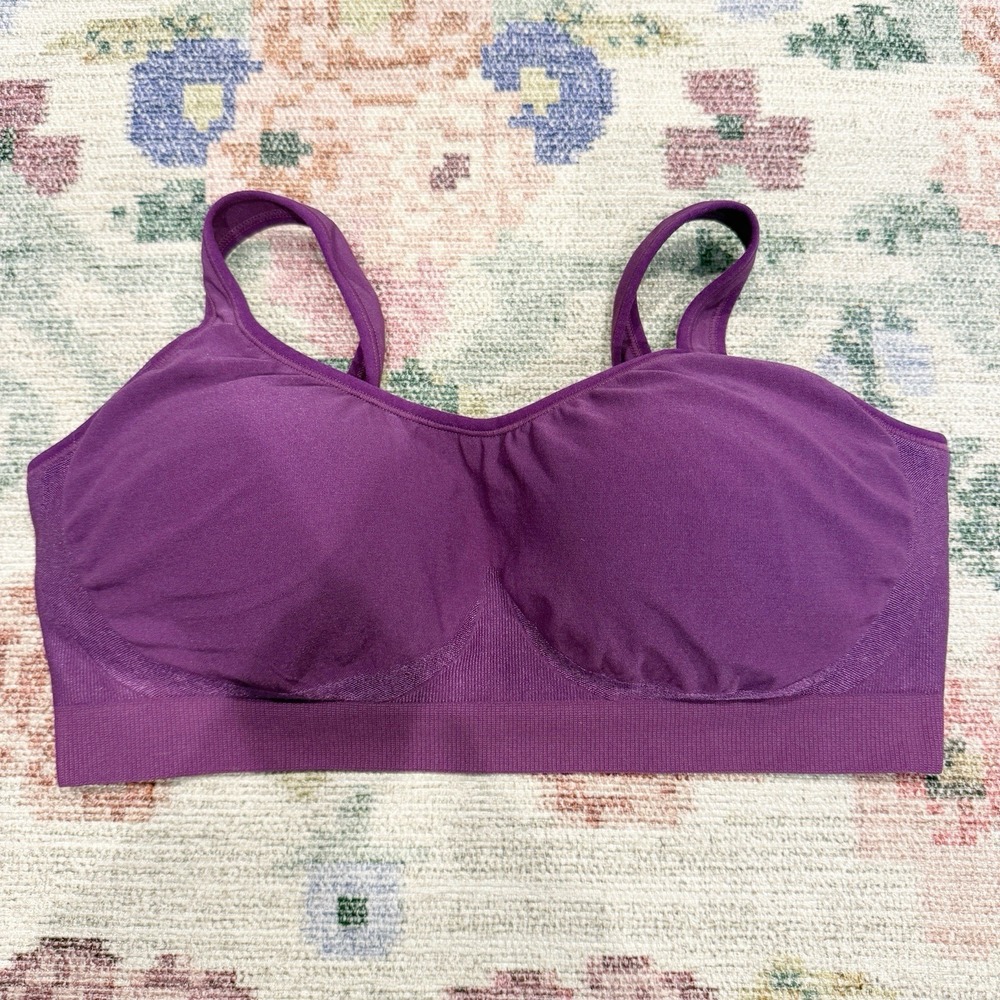 Truekind Womens Everyday Comfort Bra Size XL Purple Wireless Full Coverage
